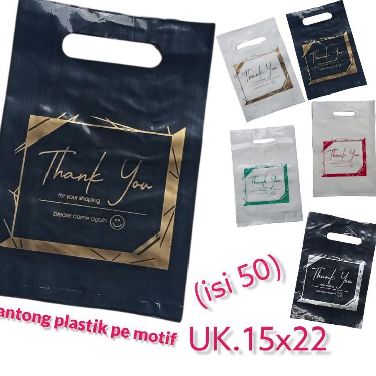

Flash Sale - Kantong plastik PE Motif thank you uk 15x22 isi 50 pcs kantong skincare kantong olshop kemasan parfum ✓