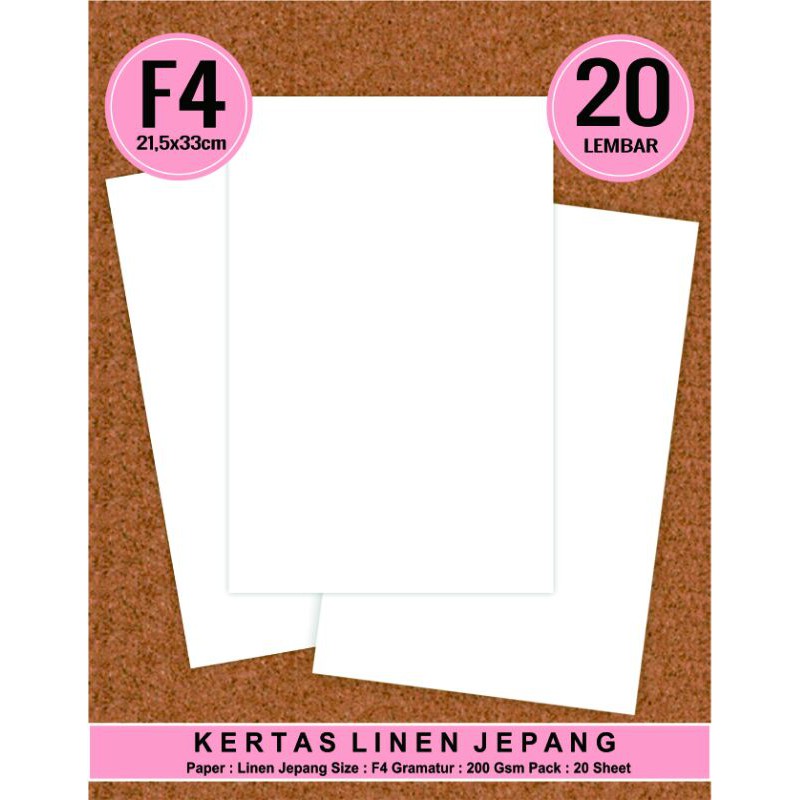 

Kertas Linen Jepang F4 Folio 1 pak isi 20 lembar