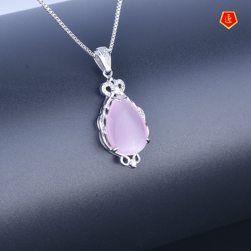 [Ready Stock]Fairy Crystal Rose Quartz Pendant Female Elegant Graceful