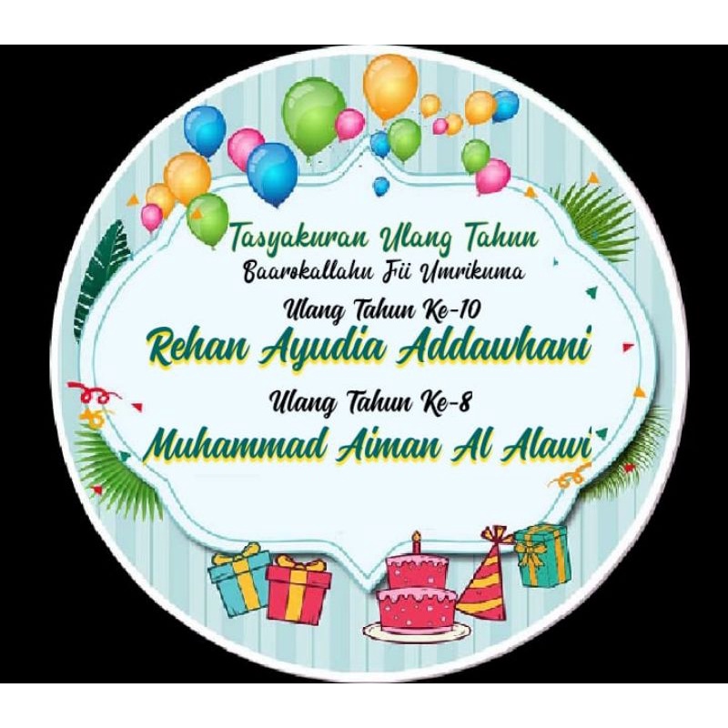 STIKER LABEL TUMPENG MINI ACARA ULANG TAHUN