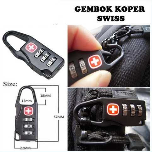 Gembok Swiss Password Code Lock Kunci Gembok Tas Koper Kode Angka 0776