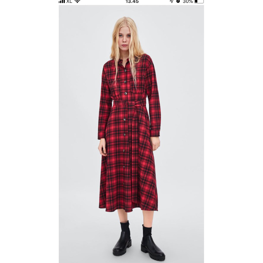 Sale!! Checked Midi Dress Zara Terbaru 