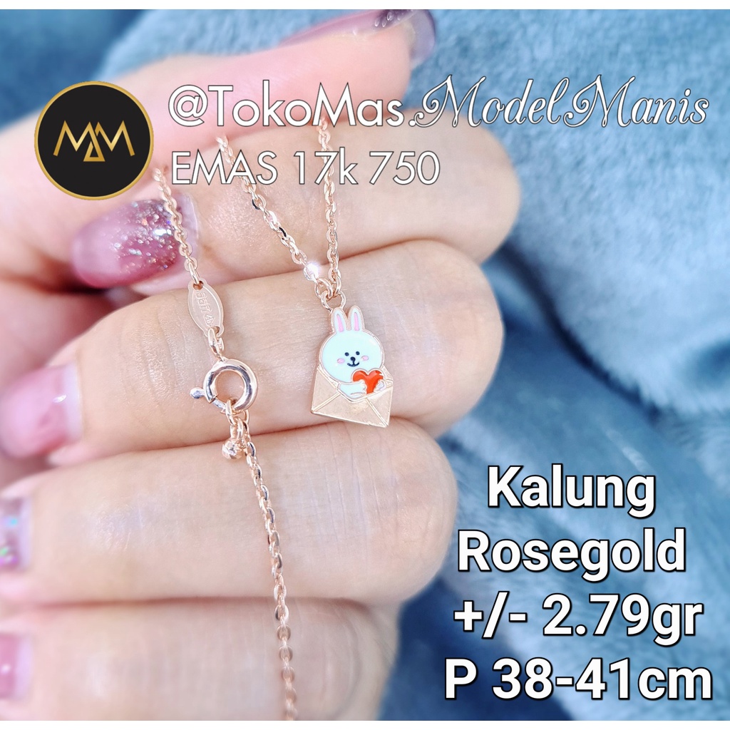 Perhiasan emas set Conny Line Friends Kalung gelang anting emas rosegold 750 kadar 17k