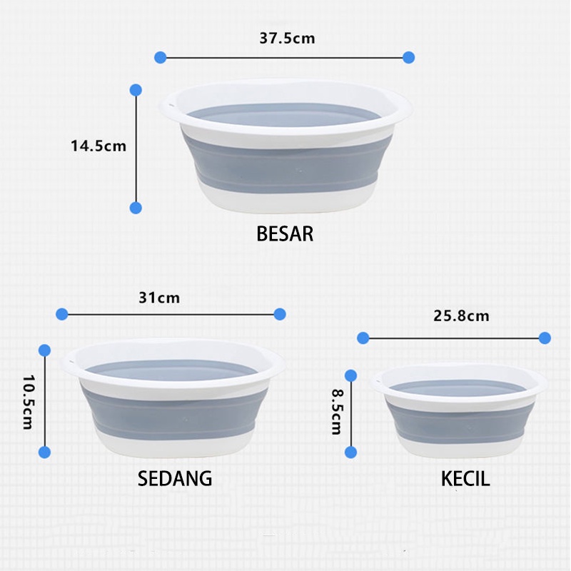 Rumah Tangga Baskom Plastik  Lipat Serbaguna Portable Silikon Baskom