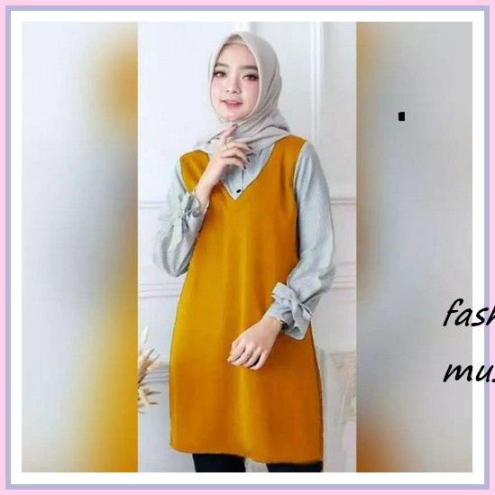 Tunik Katun Toyobo Import Ld 120 Cm Melda Top /Blouse Busui /Tunik Busui - Kuning, L