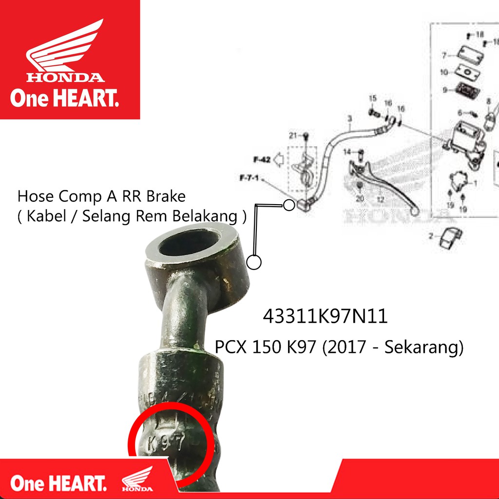 selang rem belakang pcx 150 ABS selang rem belakang pcx 150 lokal tipe abs original