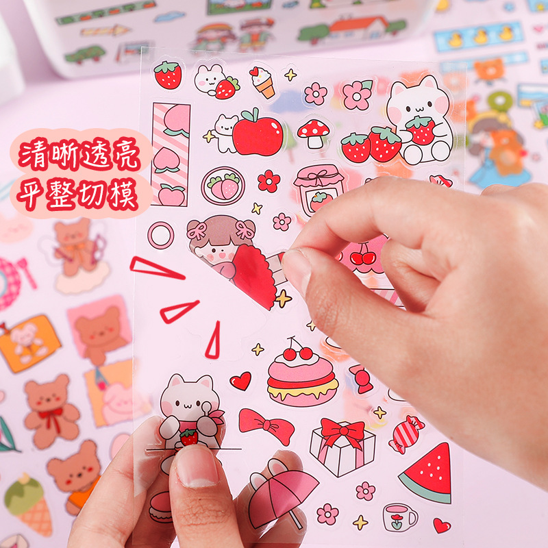 imoda 6 lembar / pack PVC Stiker Kartun Lucu DIY Scrapbooking Dekorasi Stiker Stasioner-1