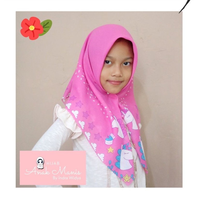 GIVEAWAY Hijab voal anak manis karakter unicorn