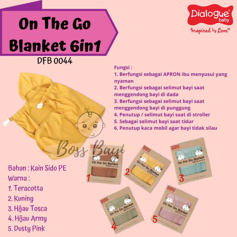 DIALOGUE BABY On The Go Blanket 6in1 Selimut Topi Bayi DFB 0044