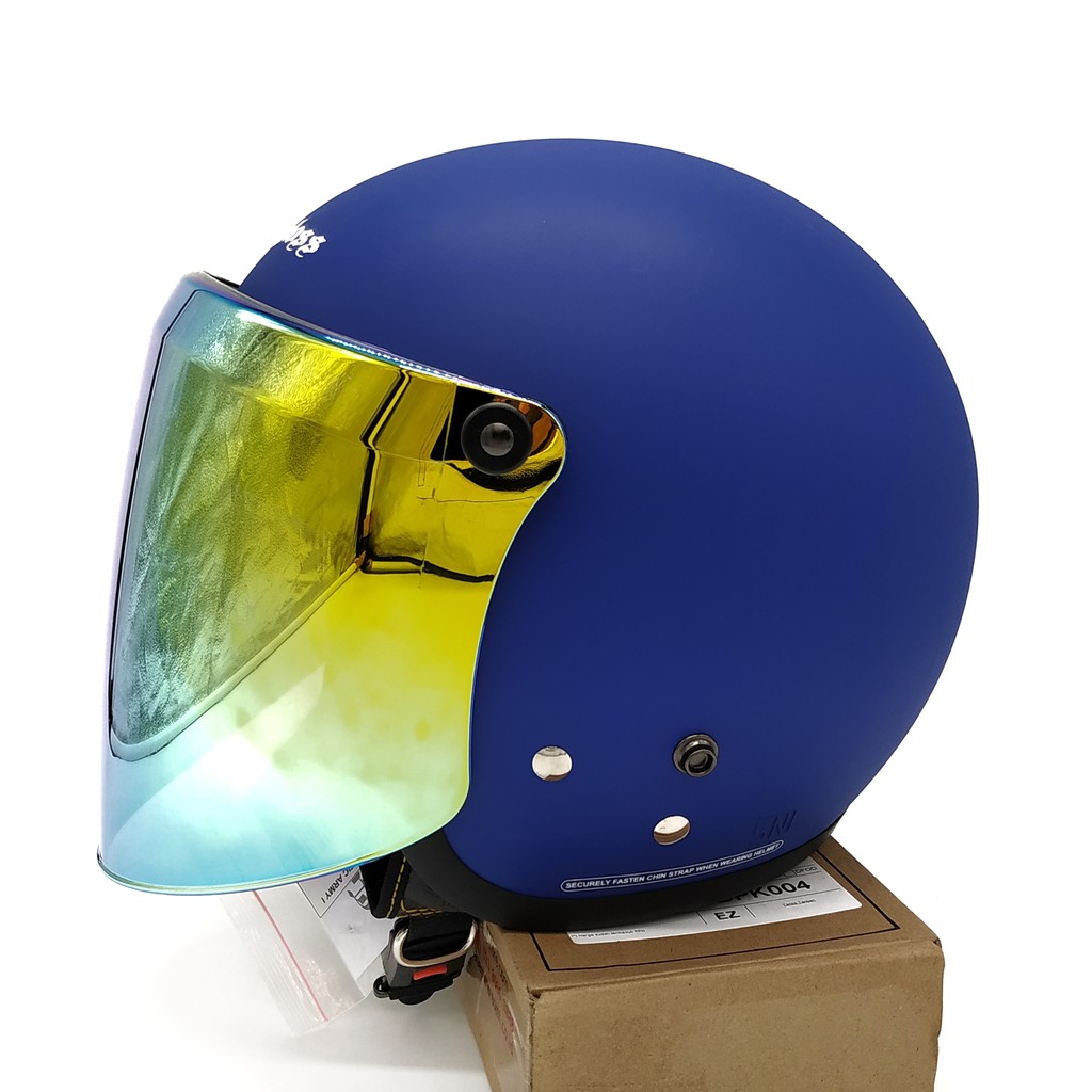 Helm Cargloss Police Blue Doff + Kaca Snail Iridium