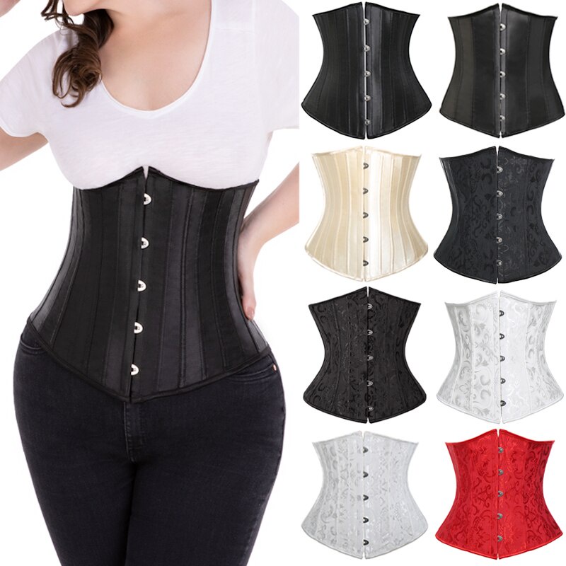 Preorder Seksi Korset Underbust Tukang Kayu Corset Pinggang Pelatih Gothic Bustier Satin Wanita Shopee Indonesia