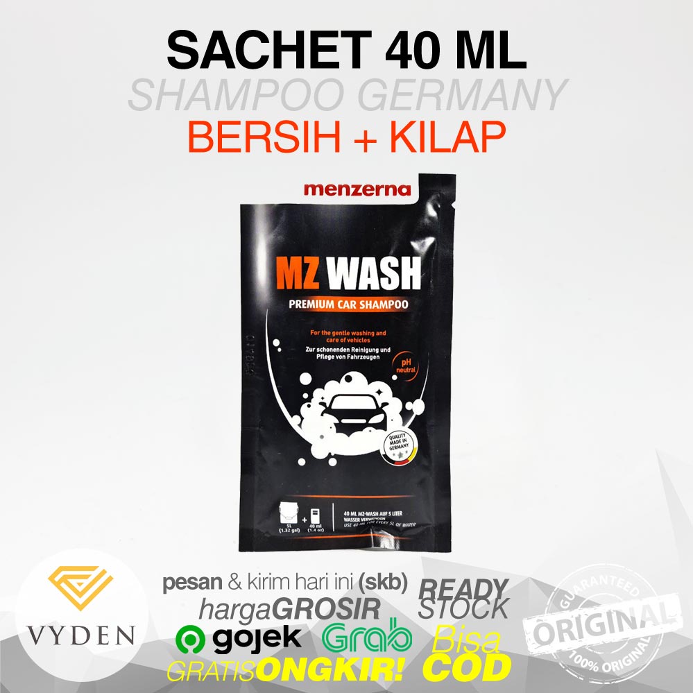 MENZERNA MZ WASH 40ml Sachet Premium Car Shampoo Coating Busa Tebal Kilap Licin PH Balance MURAH