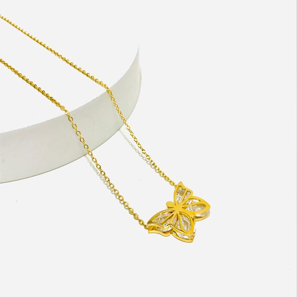 Kalung Titanium Wanita Lapis Emas Anti Karat KP-64-24