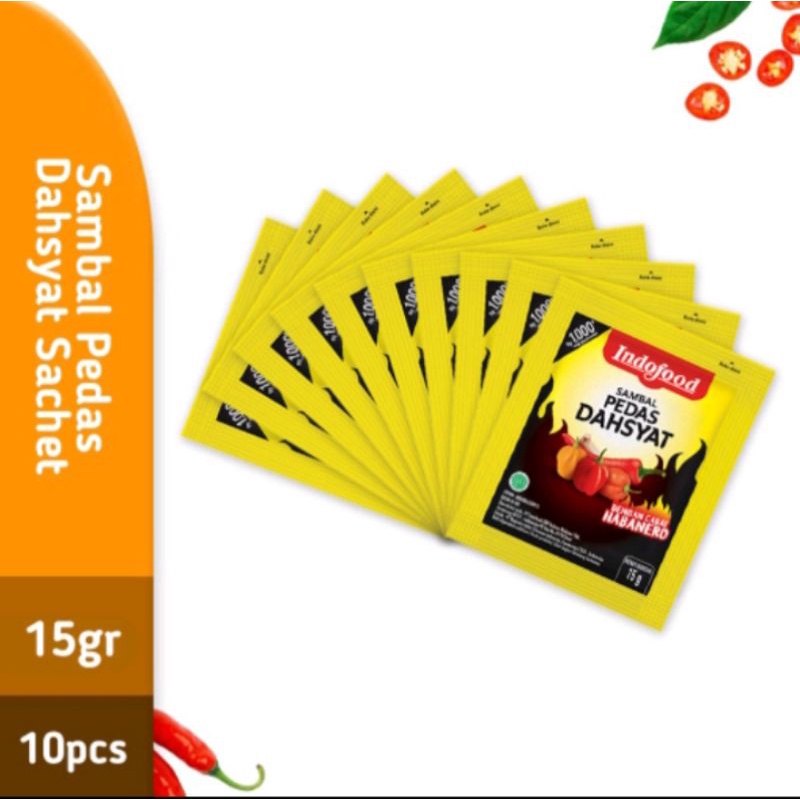 

saos sambal pedas dahsyat indofood 15gr isi 10pcs