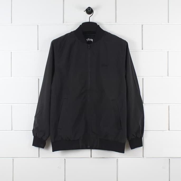 Barang Berkualitas Stussy Bamboo Bomber Jacket Black STOK TERBATAS