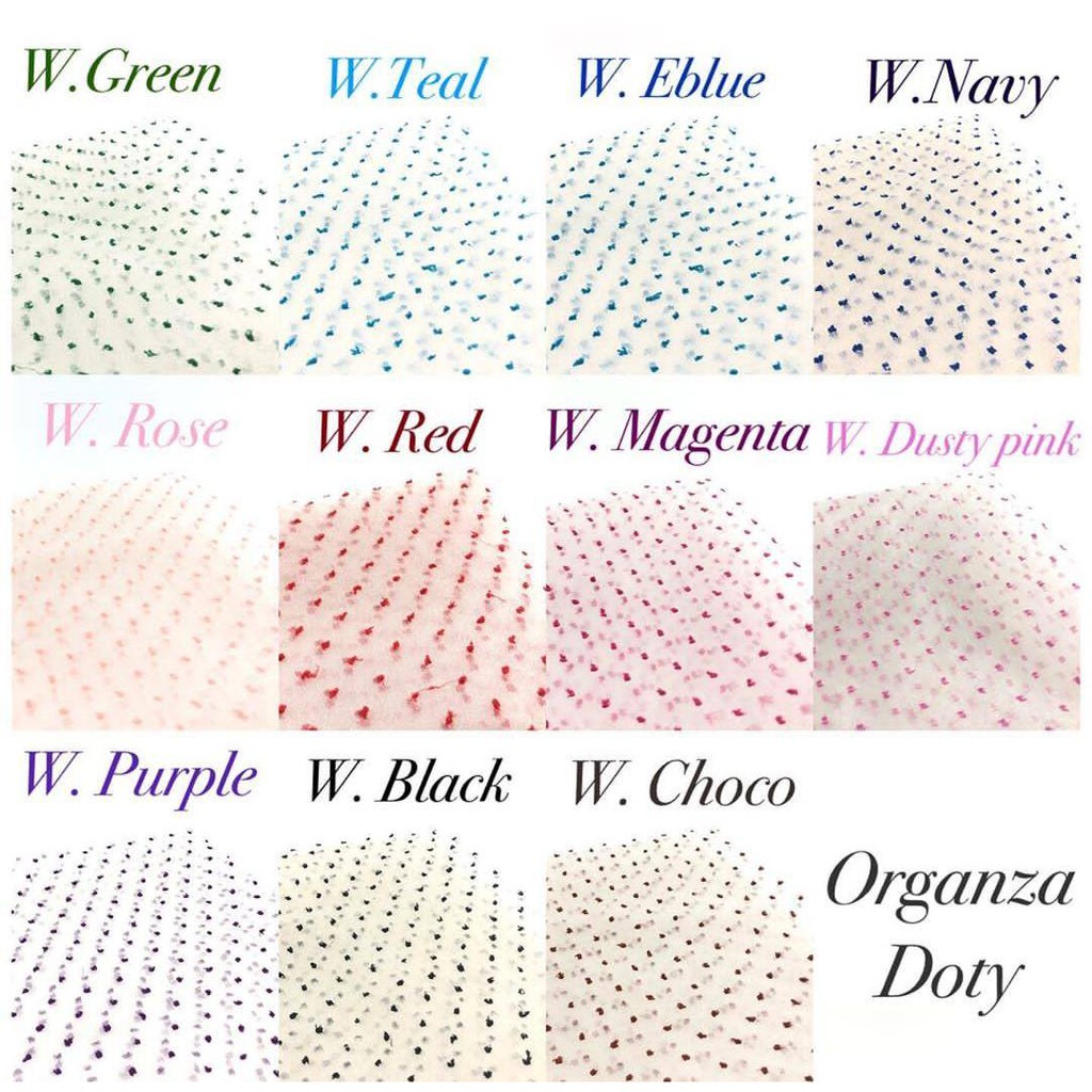 Warna 2 Jilbab Square Organza Ruby Dot