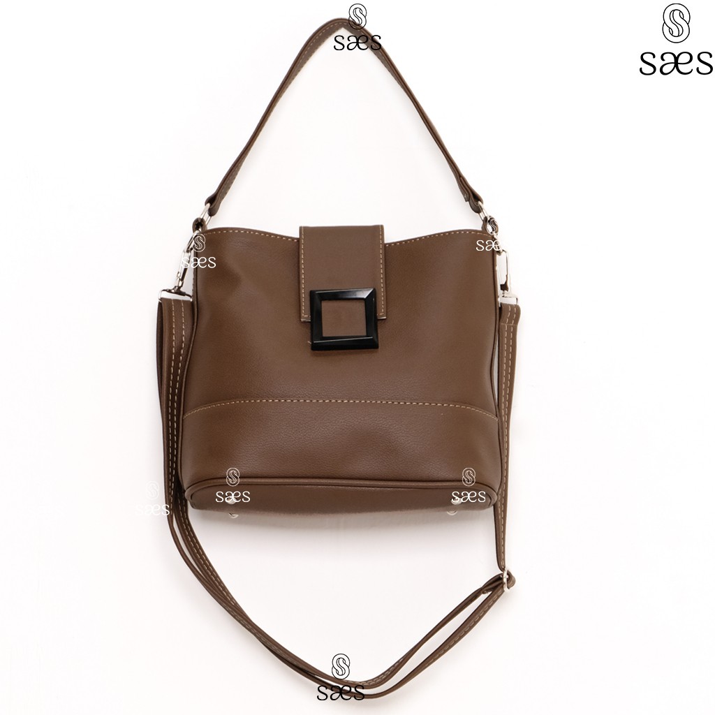 SAES Clarissa Tas Selempang &amp; Bahu Wanita Tas Mini Totebag Vintage Retro Handbag Top Handle Bag Multifungsi Hitam Saes shop 001