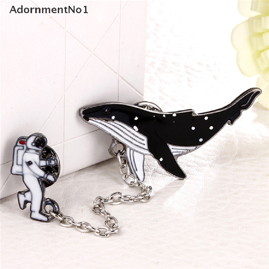 (AdornmentNo1) Bros / Pin Enamel Bentuk Astronot / Ikan Paus Kartun Untuk Aksesoris Wanita