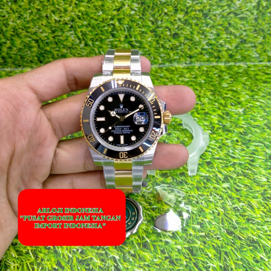 New Rolex Submariner 116613ln Two Tone Black Clone 3135 Garansi 1th