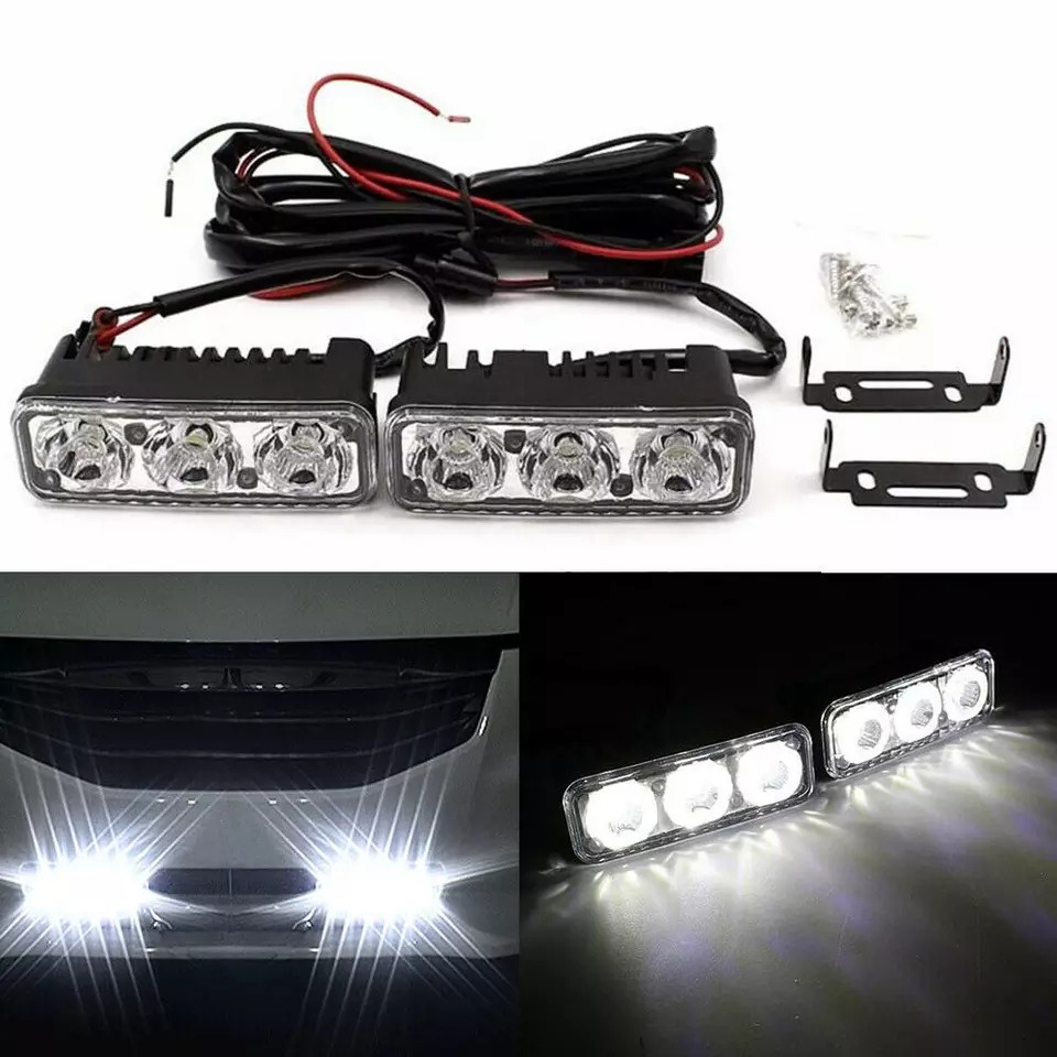 Lampu Mobil LED DRL Power Car Light Daytime Running Tahan Air 12V 2PCS