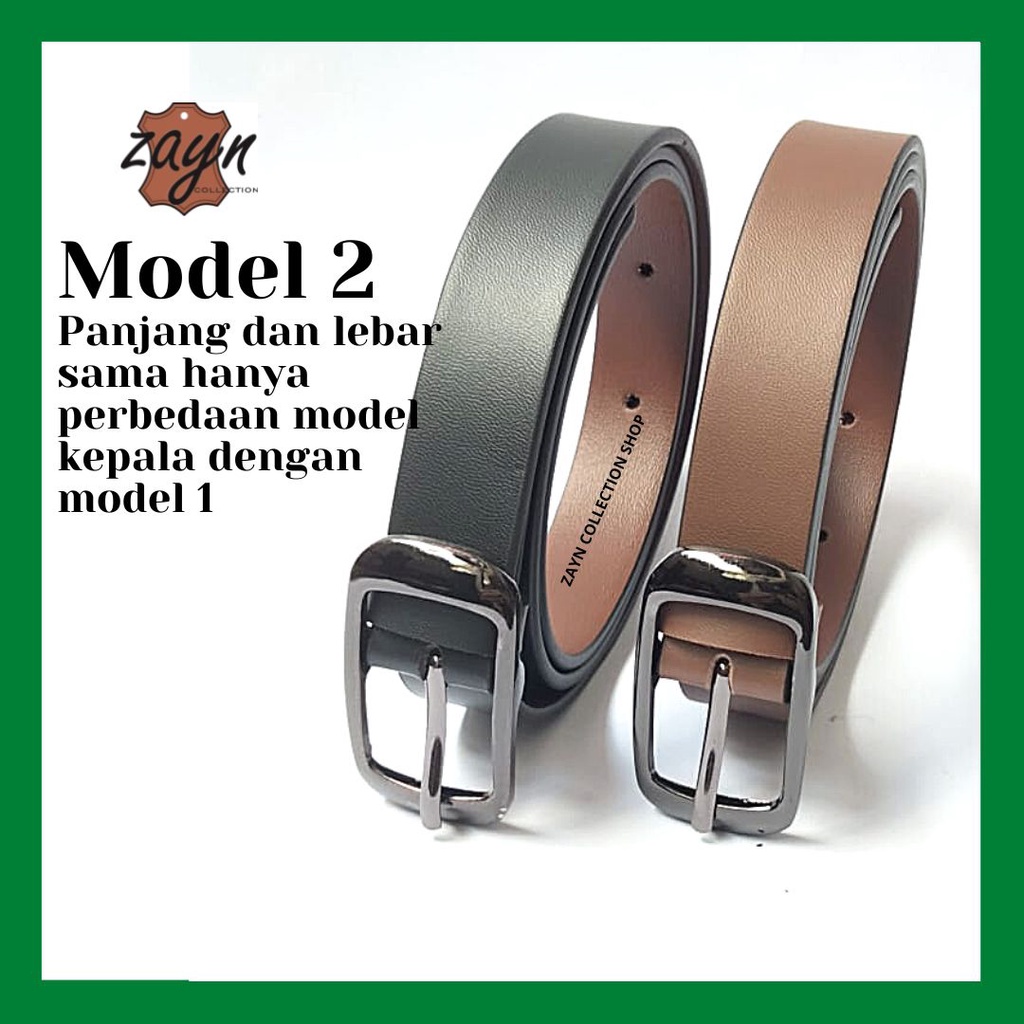 Ikat Pinggang Wanita Unisex Model Tusuk Jarum Kepala Kotak Besi Gesper Cewek Ring Belt Fashion Korea Formal