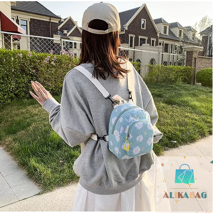 ALIKA BAG - Tas Ransel Mini Wanita Korean Motif Daisy Flower