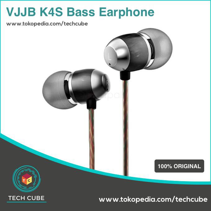 VJJB K4S WITH MIC IN EAR EARPHONE SUPER SOUND BASS BASSHEAD EBONY
