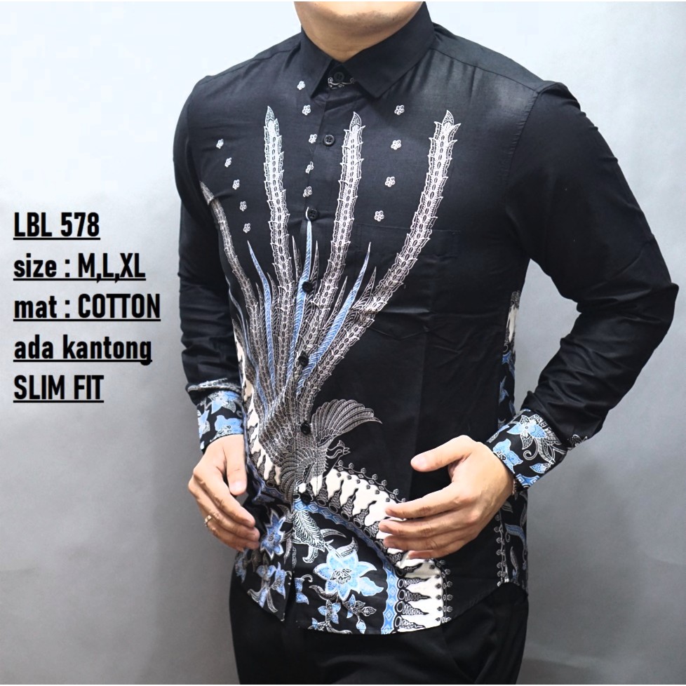 KEMEJA BATIK PRIA SLIM FIT HEM BATIK PRIA SLIMFIT LUIGIBATANI ELEGAN LBL578