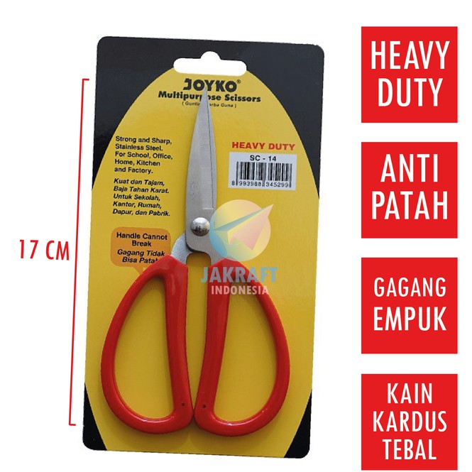 

Gunting Kain Kardus Kain Tebal JOYKO SC-14 Heavy Duty Gagang Empuk Karakter Premium