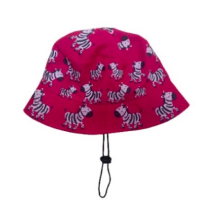 BUCKET HAT ANAK TALI SABLON KARAKTER ZEBRA USIA 2-10 TAHUN LAKI PEREMPUAN