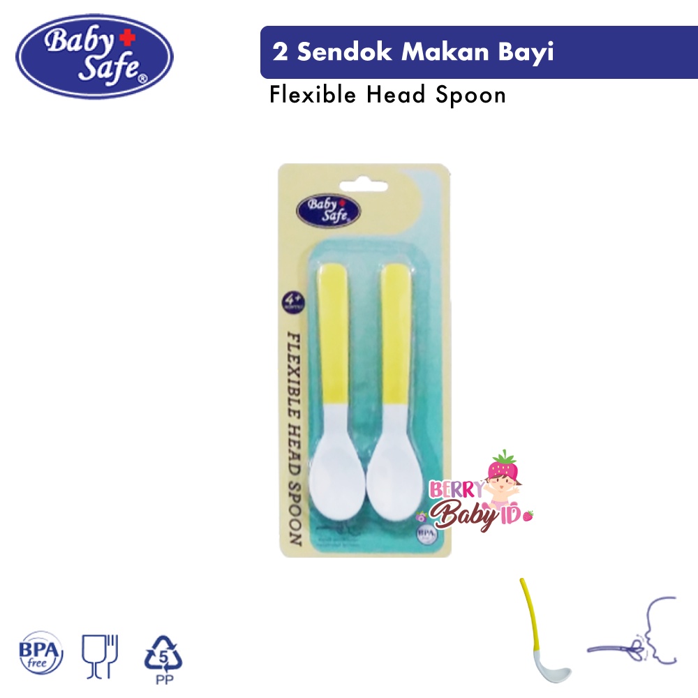 Baby Safe Flexy Head Spoon 2 Sendok Makan Bayi Fleksibel BS349 BBS058 Berry Mart