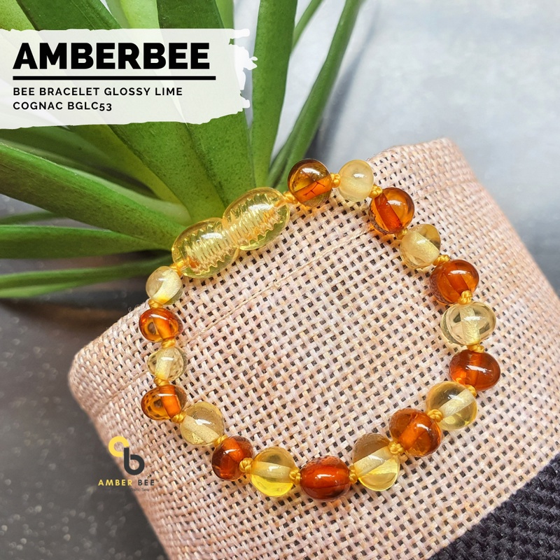 Gelang Amber New Born &amp; Anak Premium Glossy Lime Cognac BGLC53 By Amber Bee