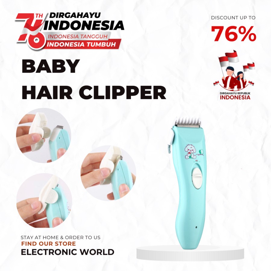 Baby Hair Clipper Alat Cukur Rambut Mesin Cukur Aman untuk bayi &amp; anak garansi