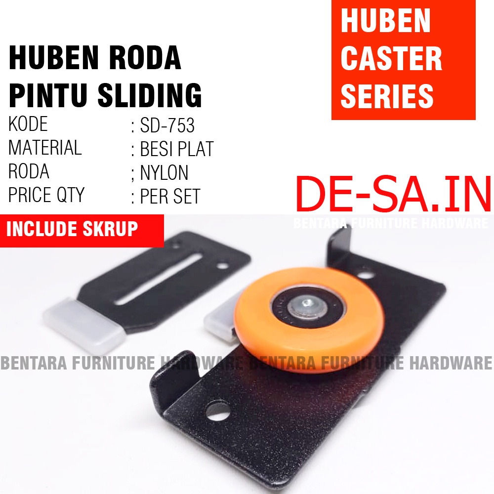 Huben SD-753 ORANYE Adjuster Sliding Door (Roda Pintu Geser) ORANGE