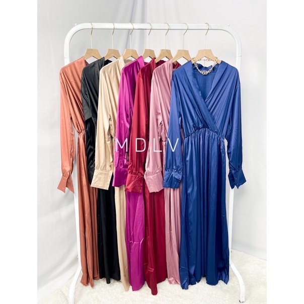 MDLV ~ 08830# Athira Wrap Maxi Dress Gamis Maxi Dress Polos Satin Fashion Muslim Fashion import