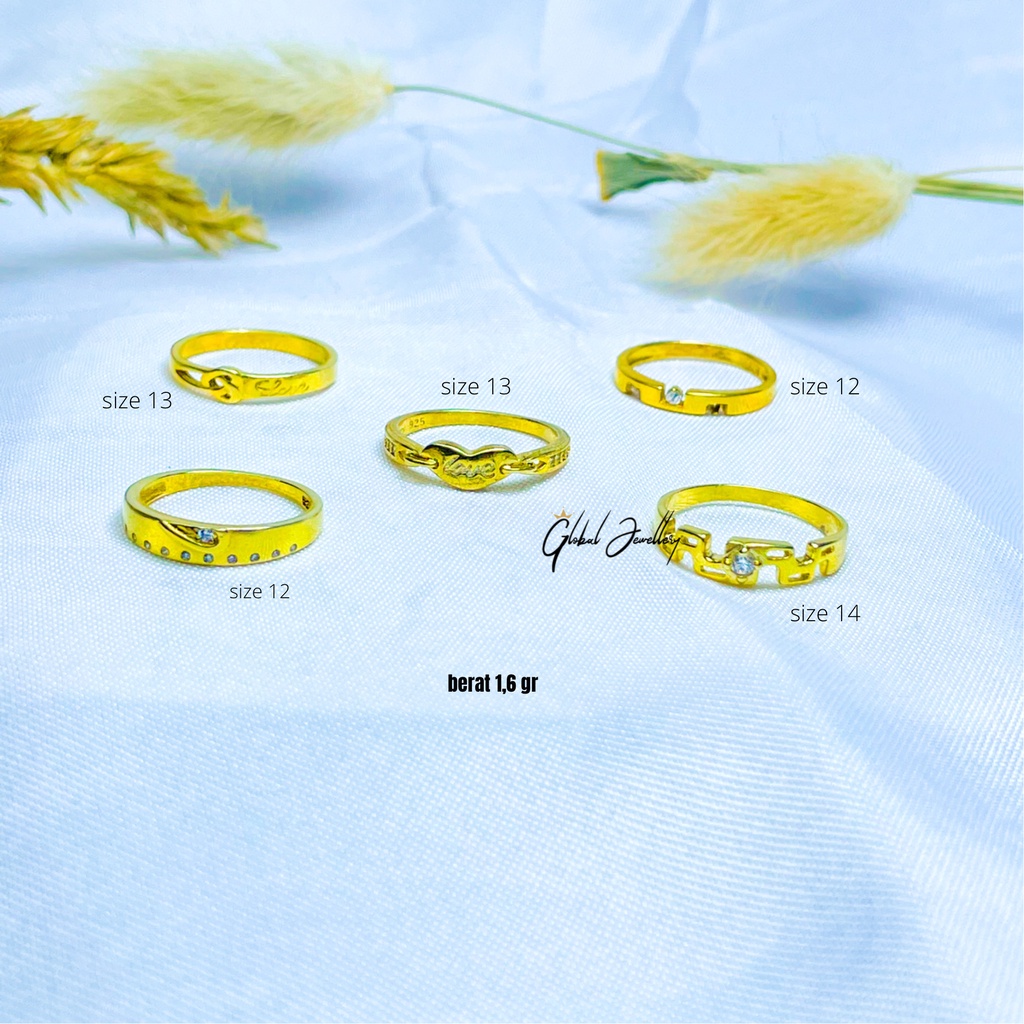 CINCIN VARIASI GOLD PERAK ASLI S925 GLOBAL JEWELLERY CM077