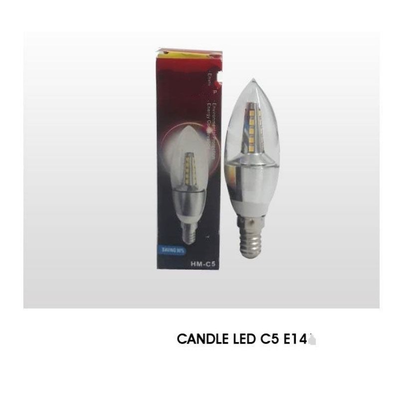 Lampu Led Candle 5W 5 Watt Fiting E14 dan E27 Kuning