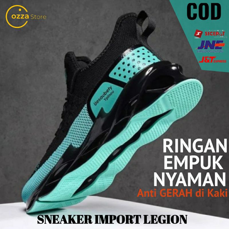 sepatu sneaker pria import tali hitam gold terbaru legion