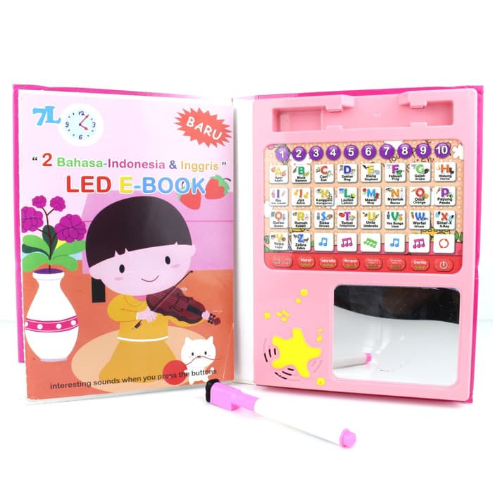 Mainan Edukatif LED E-Book Dua Bahasa (Ind-Eng) dari 7L-Pink