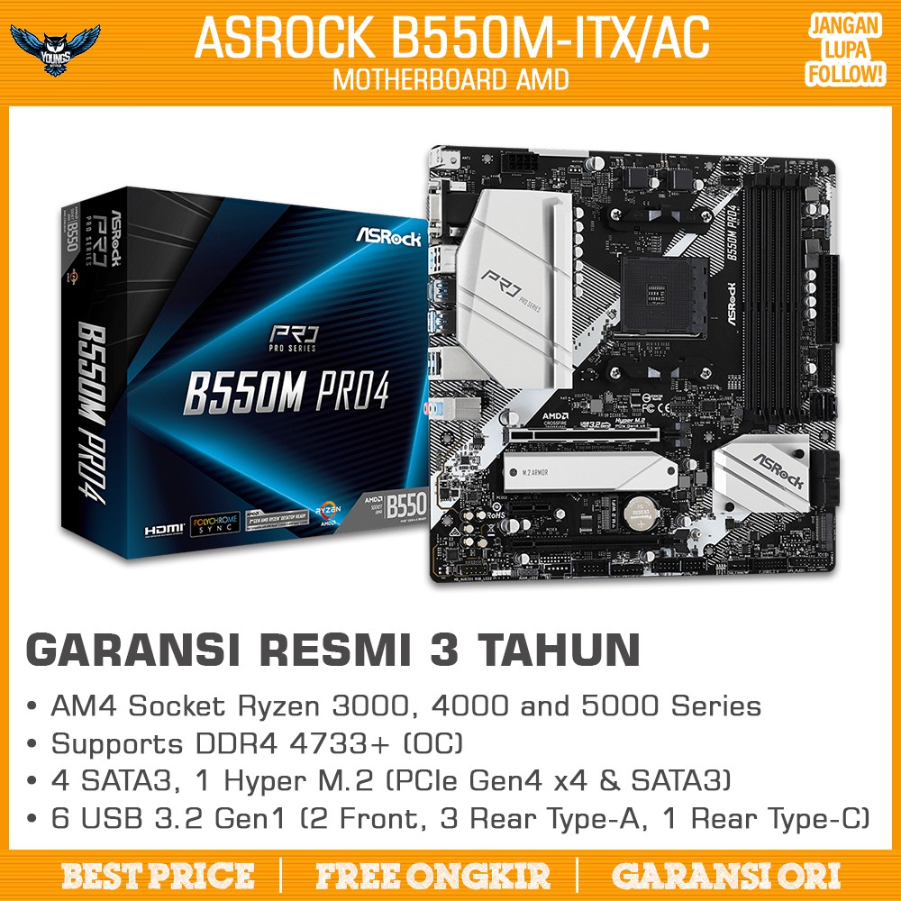 ASROCK B550M-ITX/ac AM4 Mini-ITX MOTHERBOARD AMD