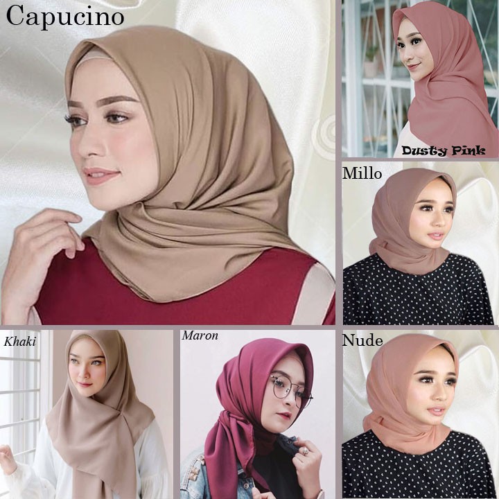 24 Jilbab  Bella  Square  Warna  Hijau Army Paling Keren