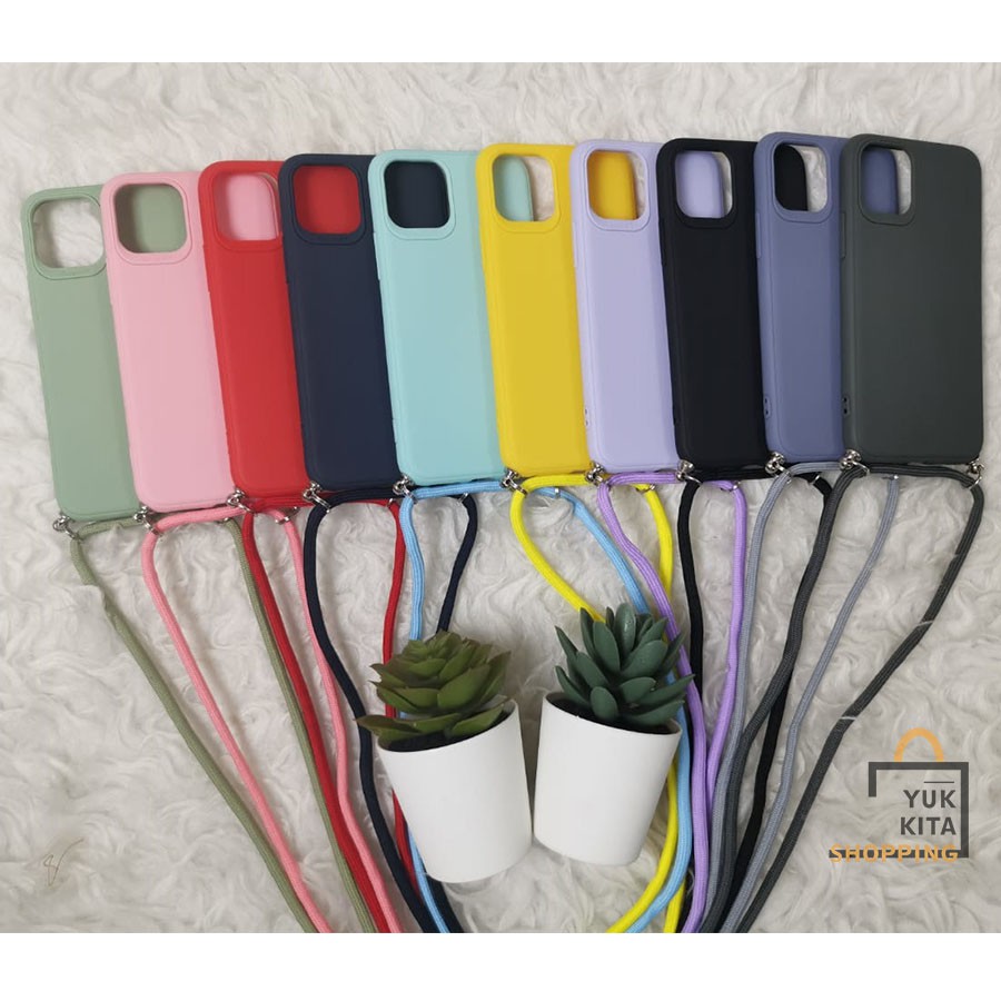 [READY] Case iPhone 11 12 Tali Lanyard / Tali Selempang Warna SoftCandy Termurah