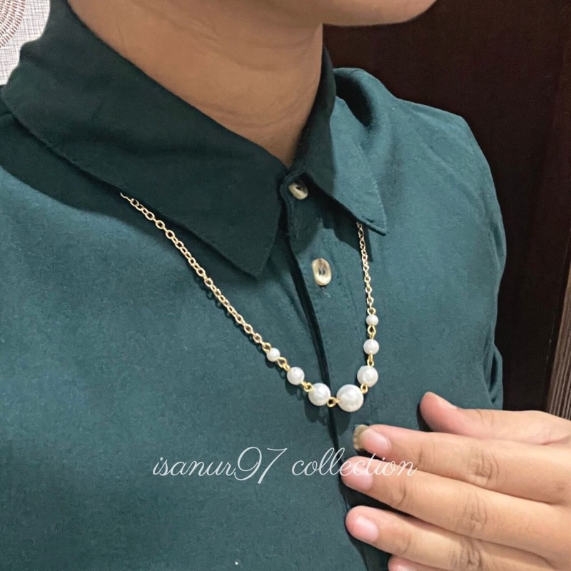 ISANUR97 | Necklace Pearl Kalung Mutiara Fashion Korea Dalam Rantai Klavikula Choker Mutiara Rantai