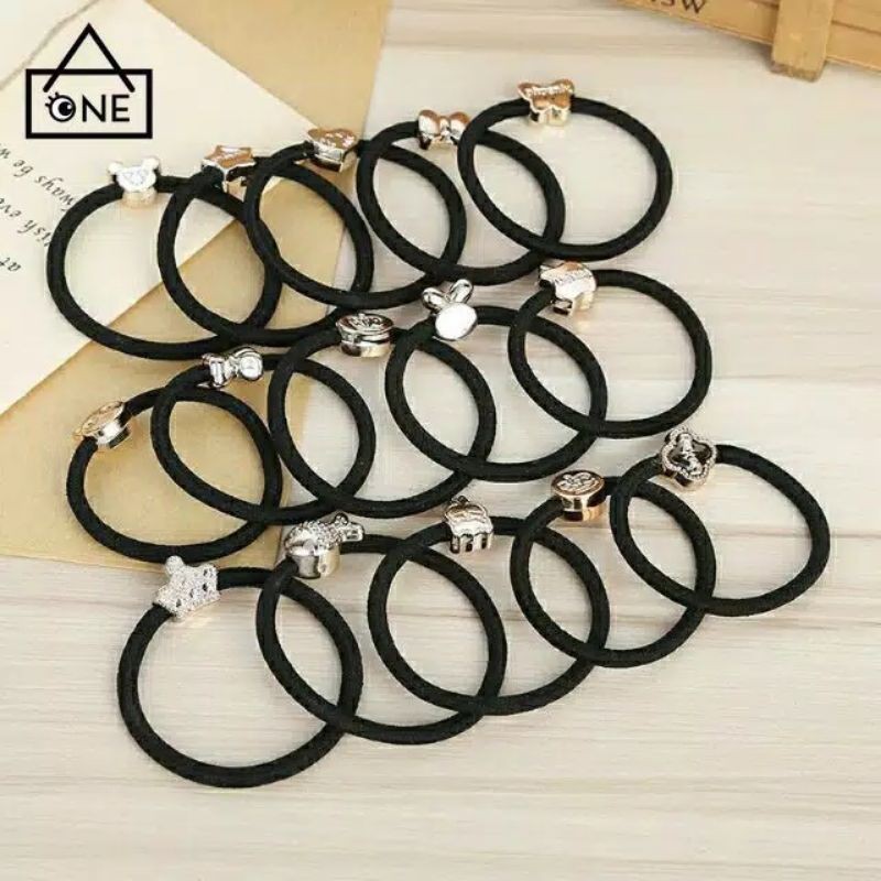 ZAYKA== IKAT RAMBUT HITAM KARET/GELANG BODY FASHION WANITA AKSESORIS HAIRCLIP JEPIT HITAM IMPORT