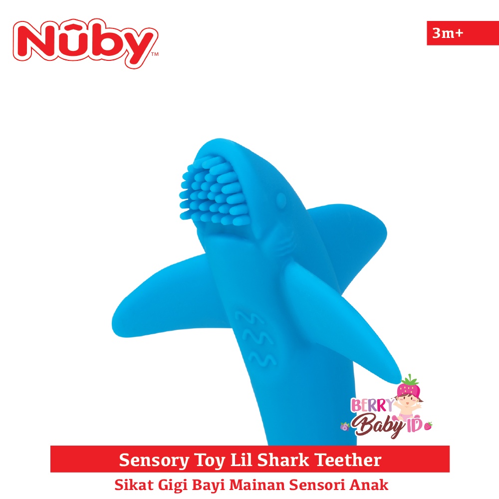 Nuby Sensory Toy Lil Shark Teether Sikat Gigi Bayi Anak Mainan Sensori Berry Mart