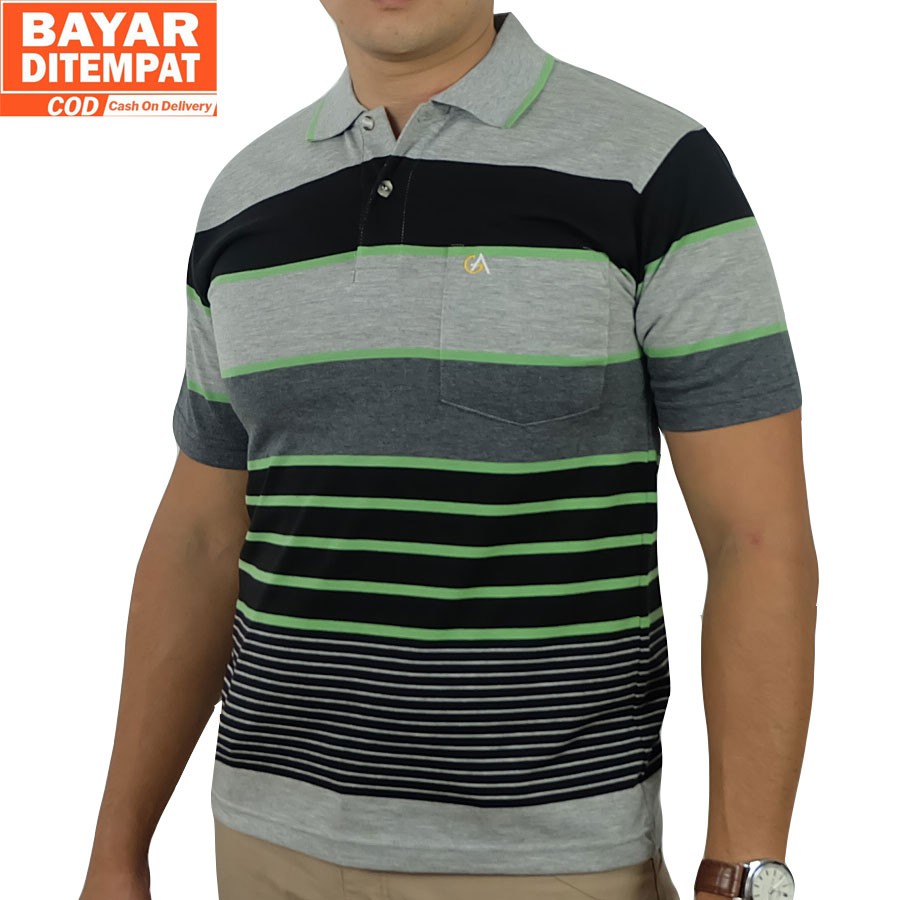  Lokal  Size KAOS  KERAH SALUR STRIPE POLO  SHIRT KAOS  