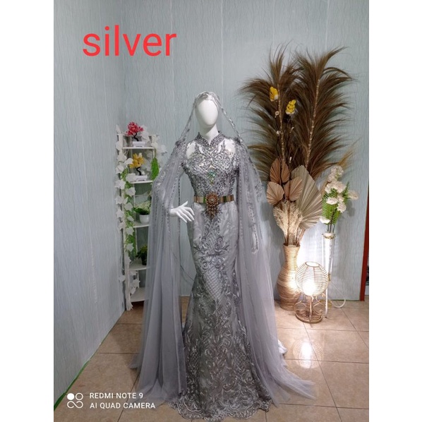 PO TERMURAH Gaun Pengantin Akad Span Payet Mewah Sayap