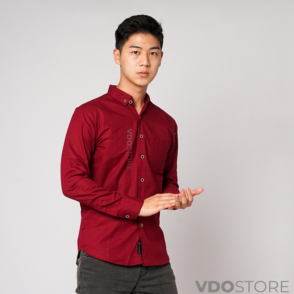 KEMEJA PRIA MAROON BASIC LENGAN PANJANG BAJU DEWASA POLOS PREMIUM KEMEJA MERAH KERJA TEBAL M L XL MEN SHIRT KEMEJA KANTOR FORMAL SANTAI CASUAL SEMI KASUAL VIRAL MURAH KATUN KUALITAS