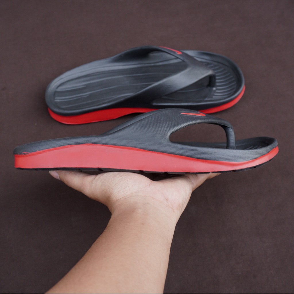 TerBARu - Sandal Karet Jepit Kasual Santai Pria Nike Duramo Hitam List Merah - Bayar Di Tempat