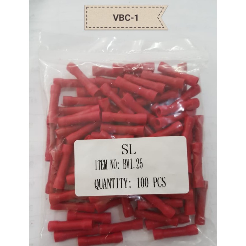 Skun Kabel Connector BV 1.25 / Sok Sambungan 0.5-1.5mm/Konektor 0.5mm -BV1.25 Merah Sambungan Kabel